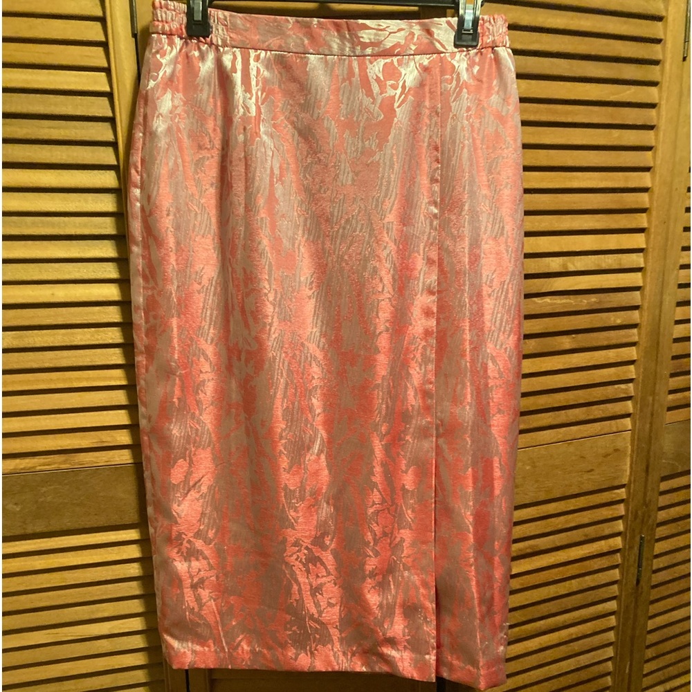 Giovanna Signature Coral & Silver Satin Tapestry Skirt